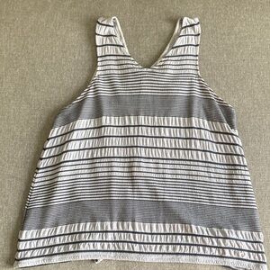 Deletta Black and White Striped Tank Top